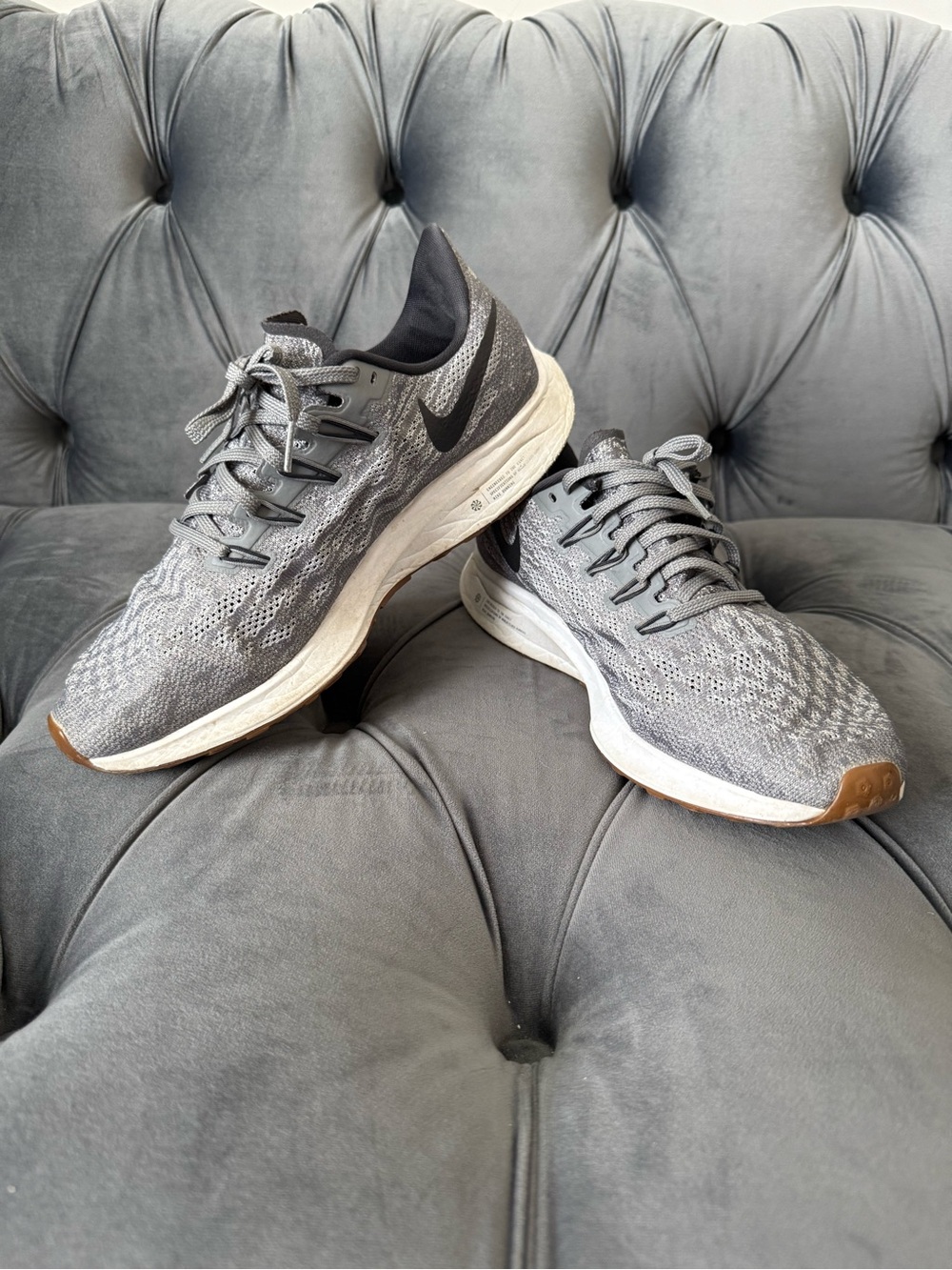 Nike Air Zoom Pegasus 35 Men’s Running Shoes Gray Black Size 9 942851 - Picture 1 of 9